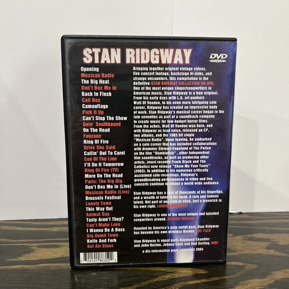 Stan Ridgway: Showbusiness is My Life (DVD, 2004) W/ Insert Tested Working OOP! - Picture 2 of 3